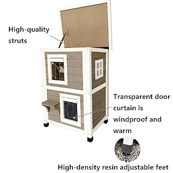 【新品 未開封】ペットハウス Amazon | 1/2 階建ての屋外猫ハウス 防風 防雨 外猫ハウス